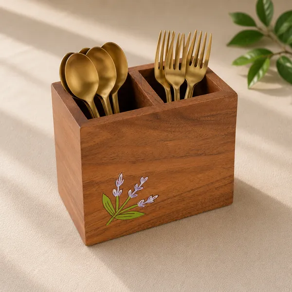 Wooden_Tulip_Design_Two_Compartment_Spoon_And_Cutlery_Holder
