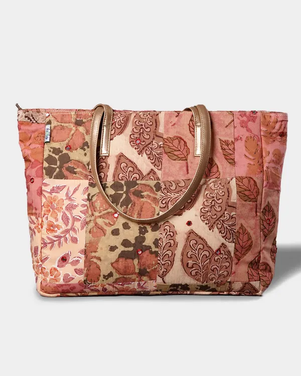 Dusty_Rose_Patchwork_Tote_Bag_With_Gold_Handles