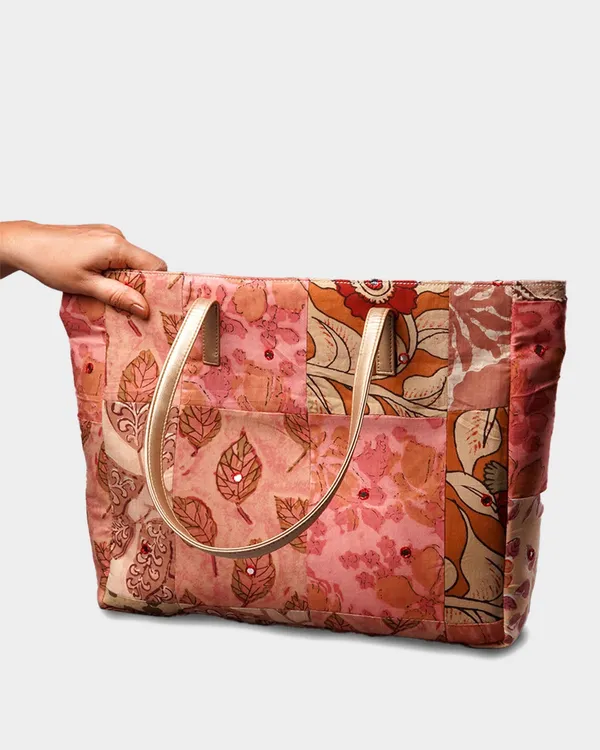 Dusty_Rose_Patchwork_Tote_Bag_With_Gold_Handles