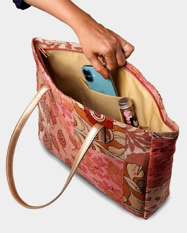 Dusty_Rose_Patchwork_Tote_Bag_With_Gold_Handles