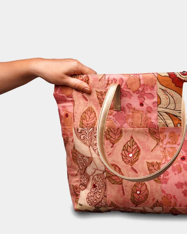 Dusty_Rose_Patchwork_Tote_Bag_With_Gold_Handles
