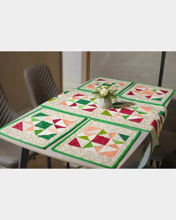 Pinwheel_Micro_Floral_Table_Runner_And_Mats