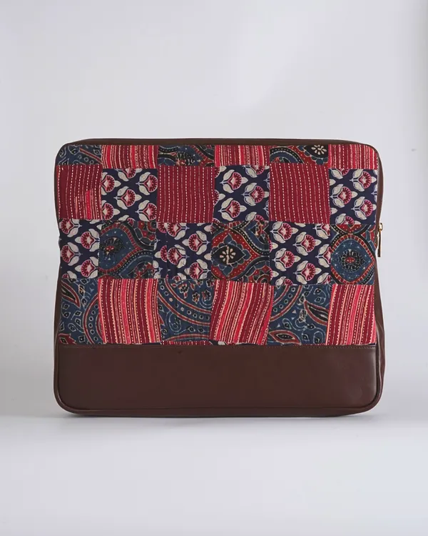 Crimson_Indigo_Ajrakh_Patchwork_Laptop_Bag