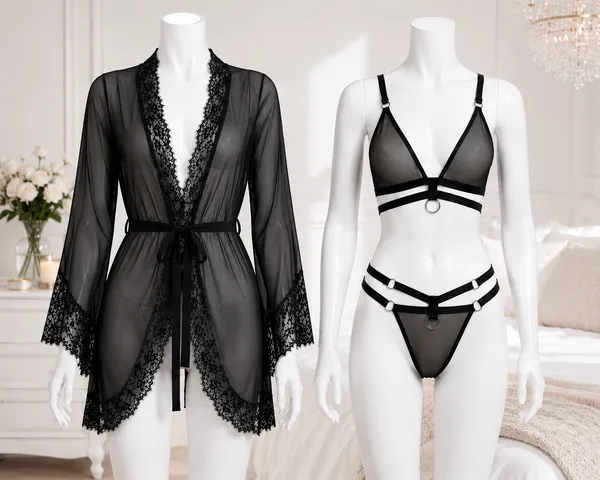 Black_Net_Lace_Lingerie_Set_With_Robe_For_Women
