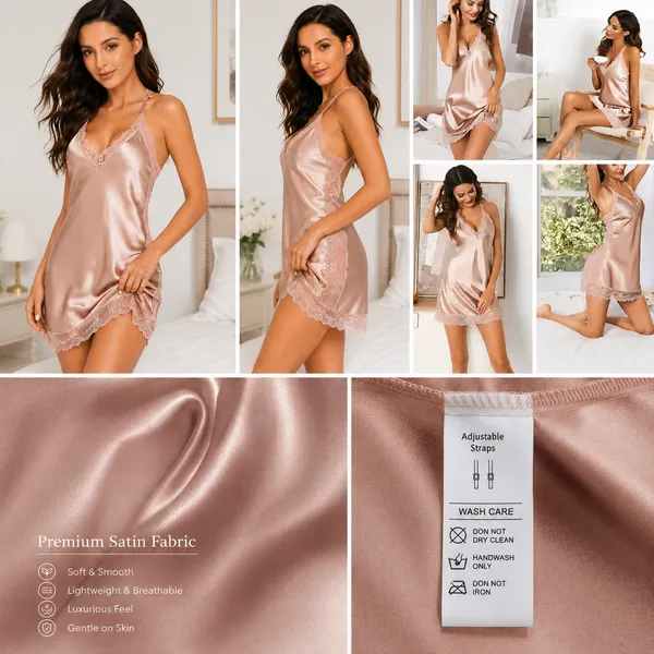 Pink_Satin_Lace_Trim_Slip_Nightdress_For_Women