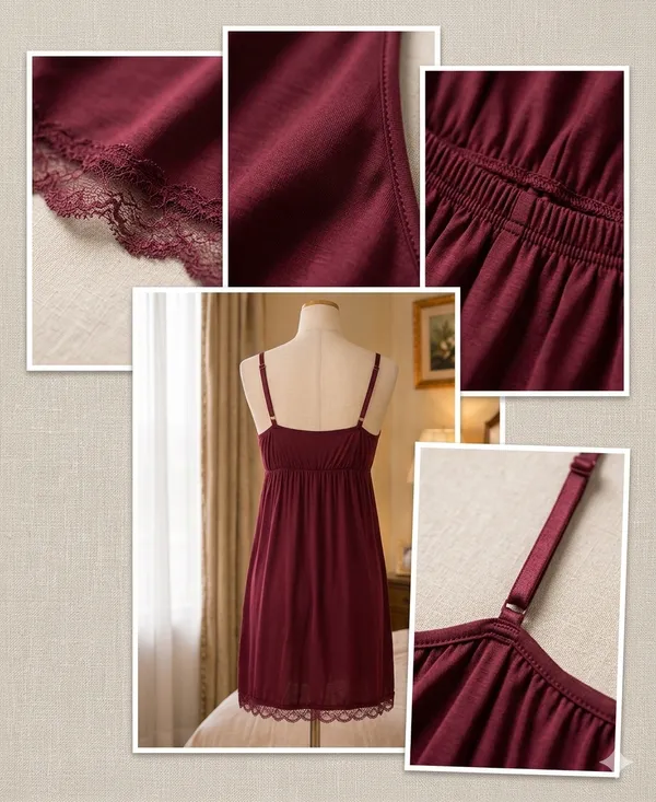 Maroon_Malai_Lace_Trim_Sleeveless_Nightdress_For_Women