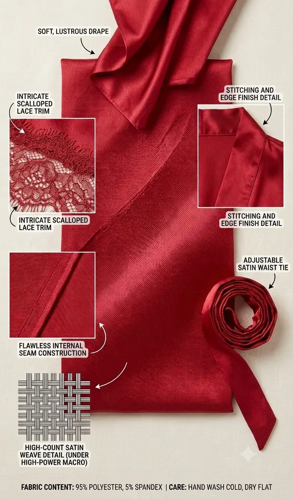 Red_Satin_Lace_Trim_Robe_For_Women