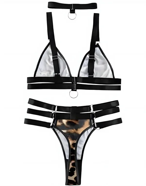 Black_Satin_Leopard_Print_Strappy_Lingerie_Set_For_Women