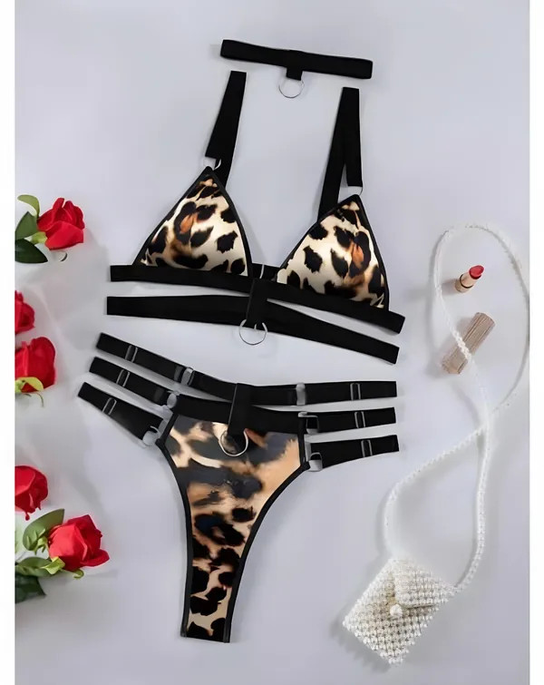 Black_Satin_Leopard_Print_Strappy_Lingerie_Set_For_Women