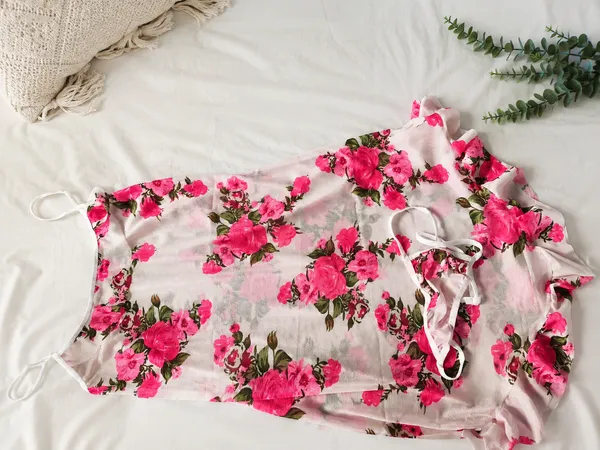 Pink_Floral_Print_Net_Ruffled_Hem_Wrap_Dress_For_Women