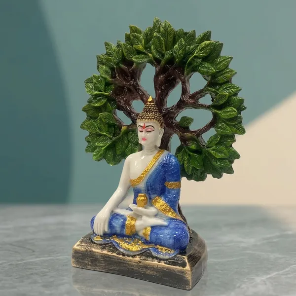 Resin_Spiritual_White_Gold_Buddha_Under_Bodhi_Tree_Idol