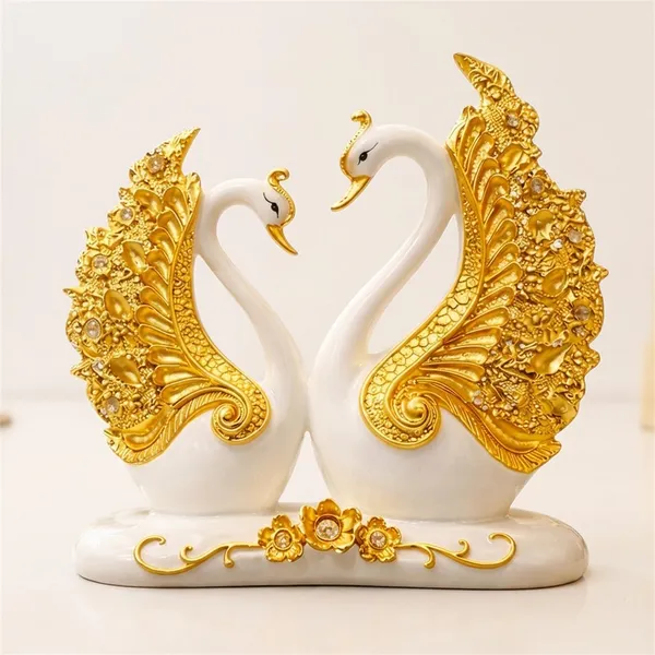Marble_Dust_Decorative_White_Gold_Swan_Couple_Figurine