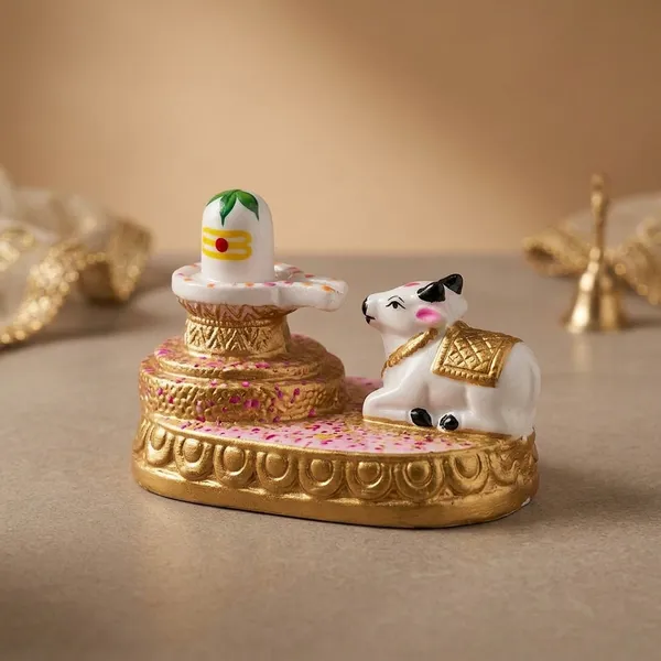 Ceramic_Devotional_Shivling_With_Nandi_Idol_White_Gold