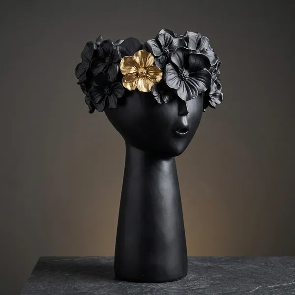 Ceramic_Decorative_Face_Sculptural_Planter_Black_And_Gold