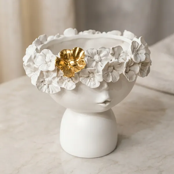Resin_Decorative_White_Gold_Floral_Crown_Face_Planter