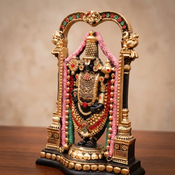 Resin_Devotional_Black_Gold_Lord_Balaji_Arch_Frame_Idol
