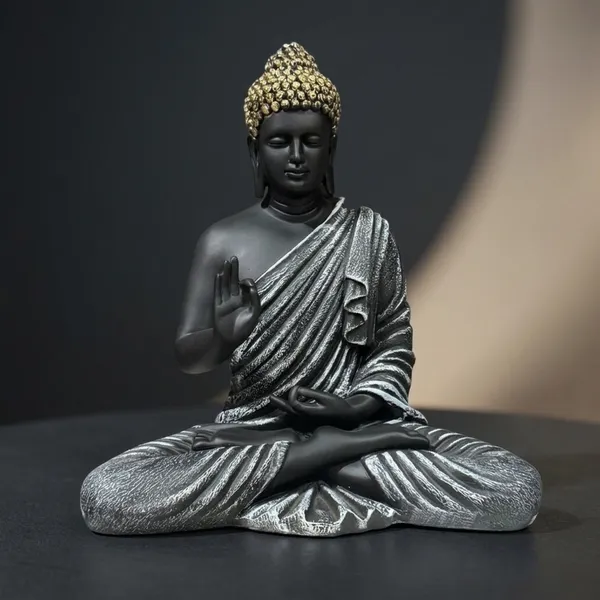 Resin_Decorative_Black_Gold_Crown_Buddha_Meditation_Idol