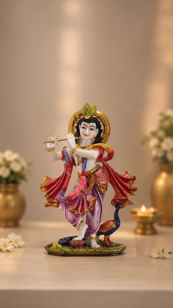 Divine_Lord_Krishna_with_Peacock_Idol_|_Krishna_Ji_Murti_Showpiece