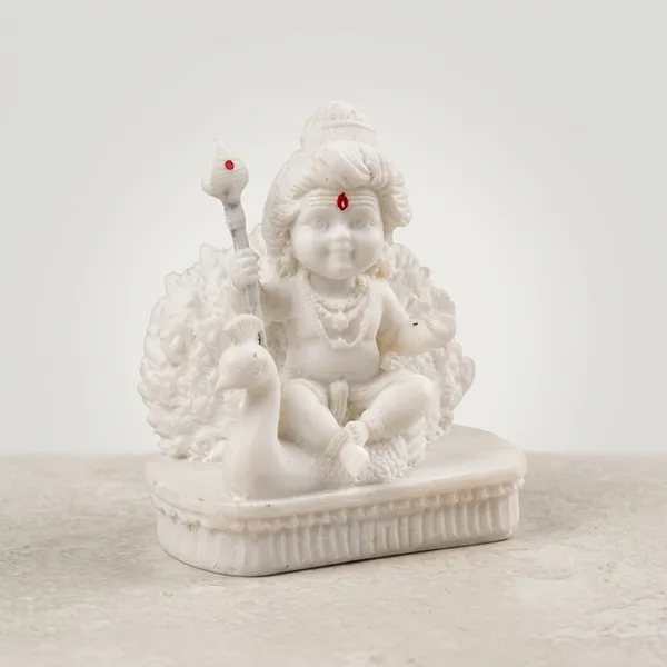 Marble_Devotional_Bal_Hanuman_Blessing_Pose_Idol_White_Red
