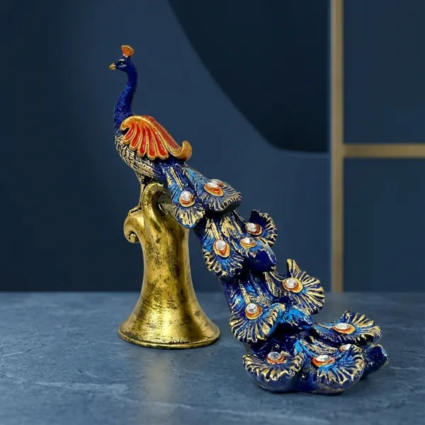 Resin_Decorative_Blue_Gold_Peacock_Figurine
