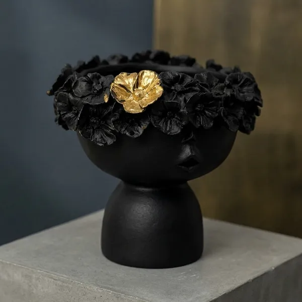 Ceramic_Modern_Floral_Bowl_Decorative_Vase_Black_And_Gold