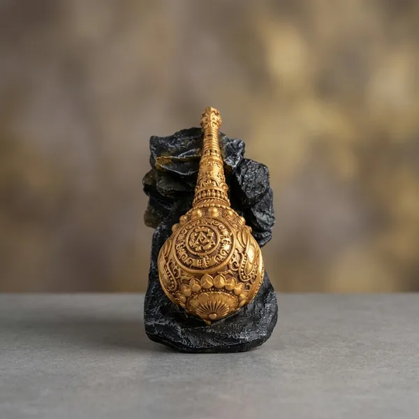 Resin_Decorative_Geometric_Embossed_Vase_Figurine_Gold