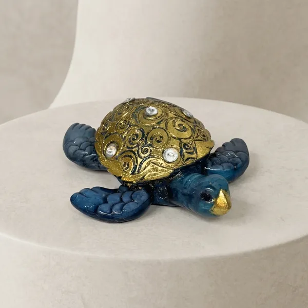 Resin_Decorative_Golden_Blue_Turtle_Figurine
