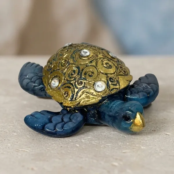 Resin_Decorative_Golden_Blue_Turtle_Figurine