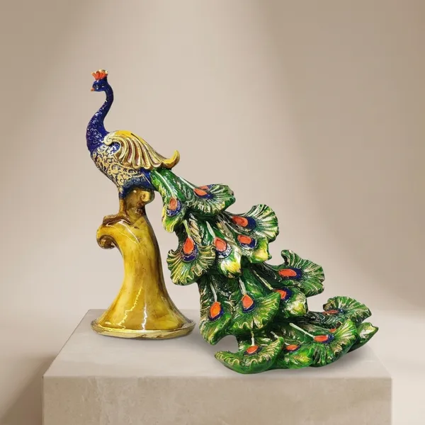 Resin_Decorative_Golden_Blue_Peacock_Figurine