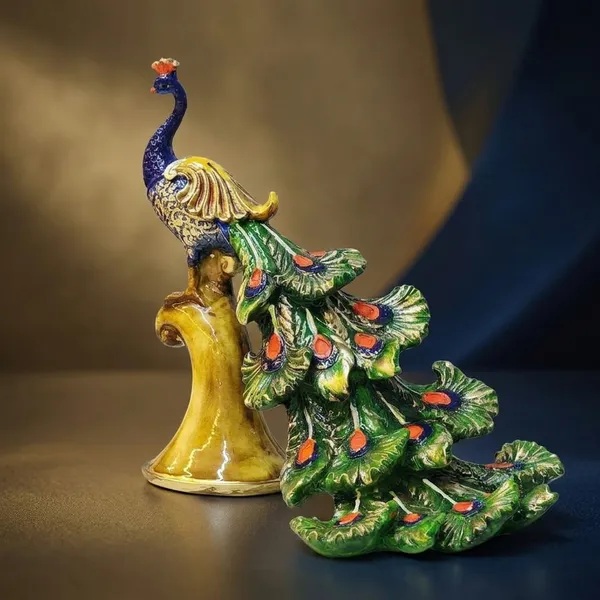 Resin_Decorative_Golden_Blue_Peacock_Figurine