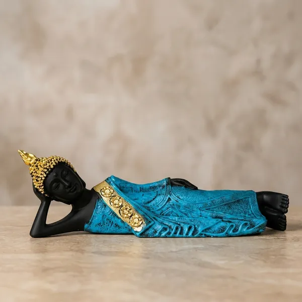 Resin_Decorative_Black_Blue_Gold_Reclining_Buddha_Idol