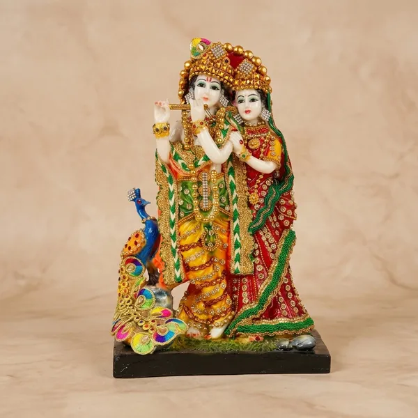 Dust_Marble_Devotional_Radha_Krishna_With_Peacock_Idol_Multicolor