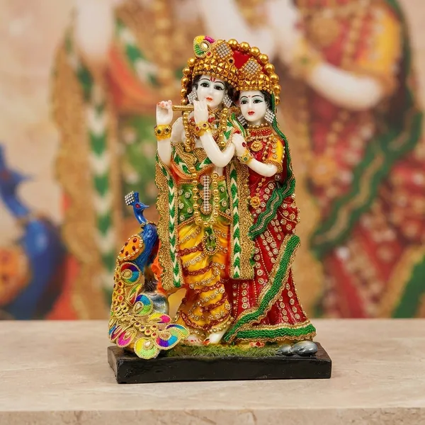 Dust_Marble_Devotional_Radha_Krishna_With_Peacock_Idol_Multicolor