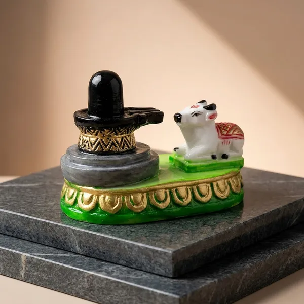 Dust_Marble_Devotional_Nandi_With_Shivling_Idol_Brown_Gold