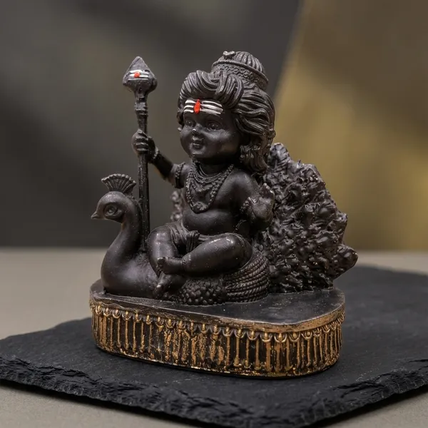 Resin_Devotional_Lord_Murugan_On_Peacock_Vahana_Idol