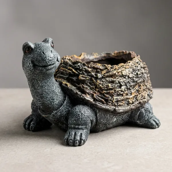 Resin_Rustic_Green_Brown_Turtle_Planter_Figurine