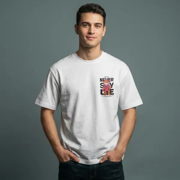 White_Pure_Cotton_Graphic_Print_Round_Neck_T-Shirt_For_Men