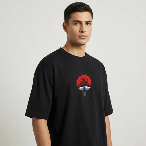Black_Pure_Cotton_Naruto_Uchiha_Clan_Embroidery_T-Shirt_For_Men