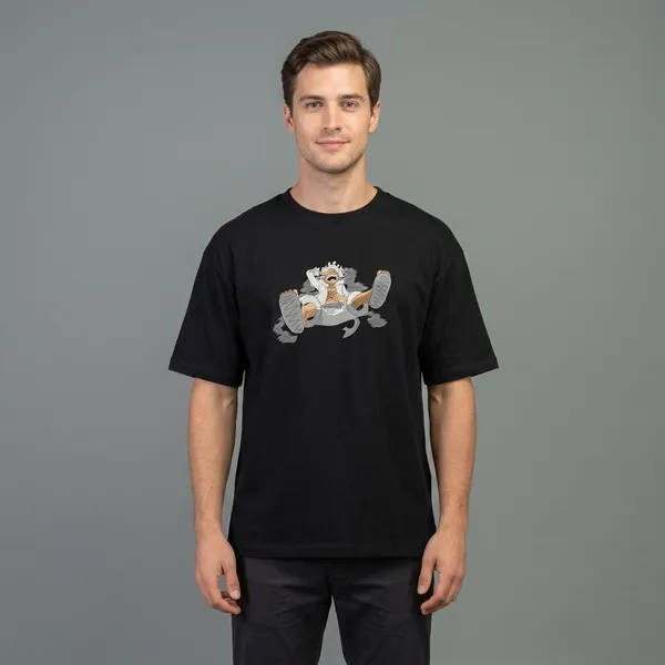 Black_Pure_Cotton_Embroidery_Luffy_one_piece_T-Shirt_For_Men