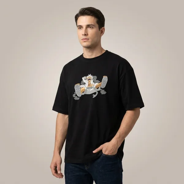 Black_Pure_Cotton_Embroidery_Luffy_one_piece_T-Shirt_For_Men