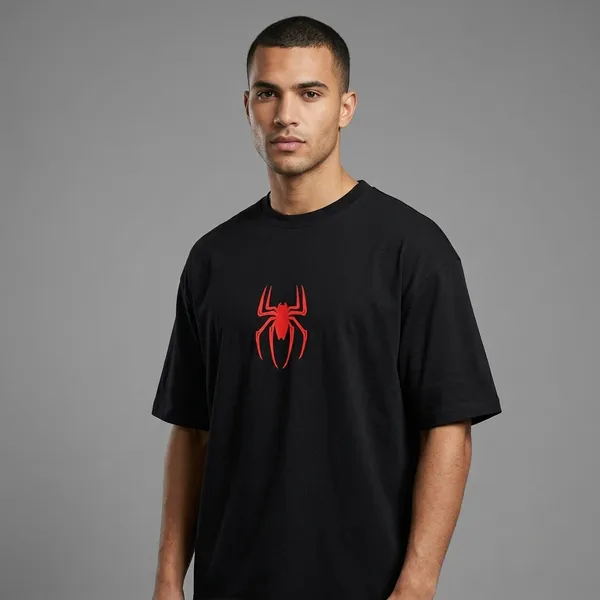 Black_Pure_Cotton_Spider_Embroidery_T-Shirt_For_Men