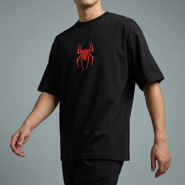 Black_Pure_Cotton_Spider_Embroidery_T-Shirt_For_Men