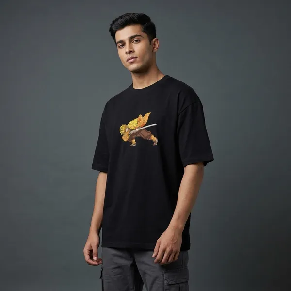 Black_Pure_Cotton_Demon_Slayer_Embroidered_T-Shirt_For_Men