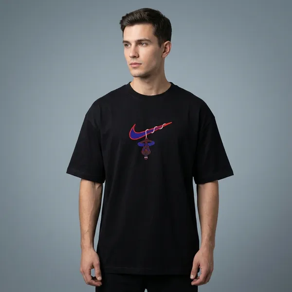 Black_Pure_Cotton_Spider_Embroidery__T-Shirt_For_Men