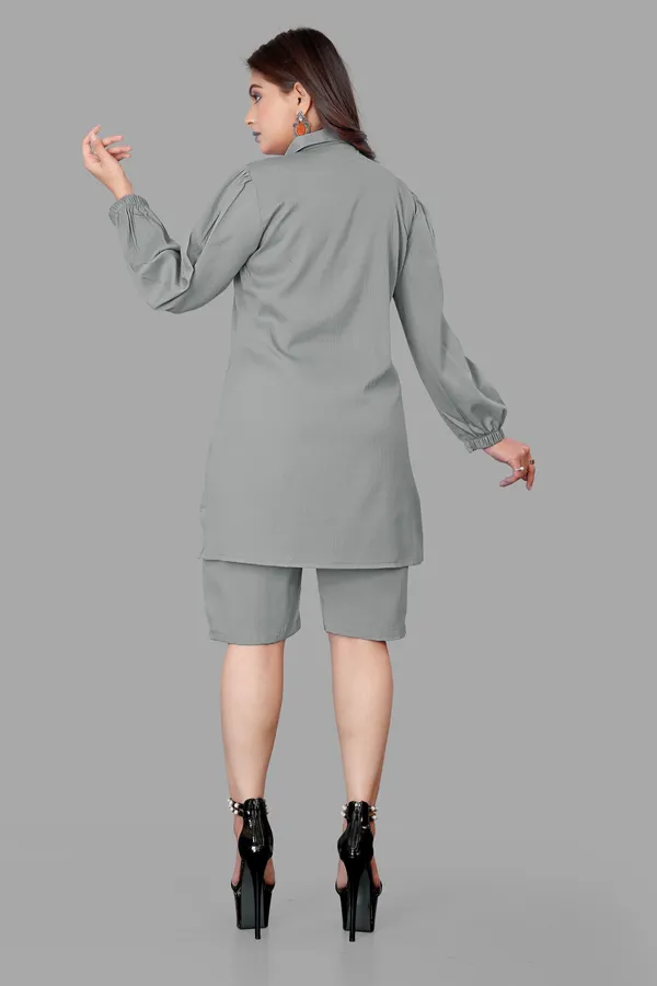 Grey_Polycotton_Regular_Shirt_Shorts_Co-Ords_Set_For_Women