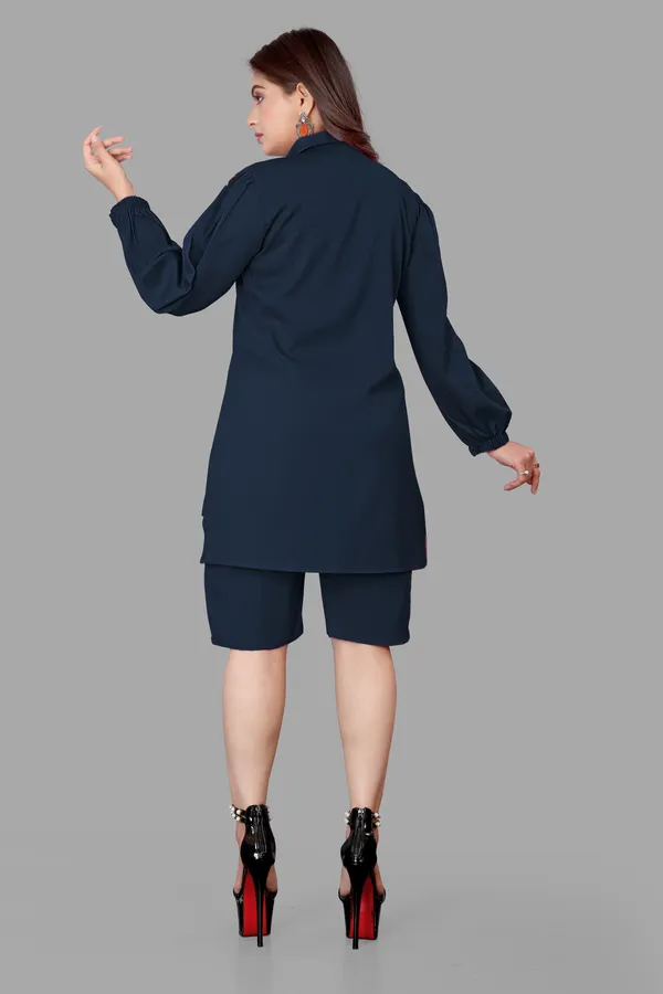 Dark_Green_Polycotton_Relaxed_Shirt_And_Shorts_Co-Ords_Set_For_Women