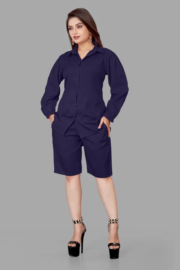 Blue_Polycotton_Relaxed_Fit_Co-Ord_Shorts_Set_For_Women