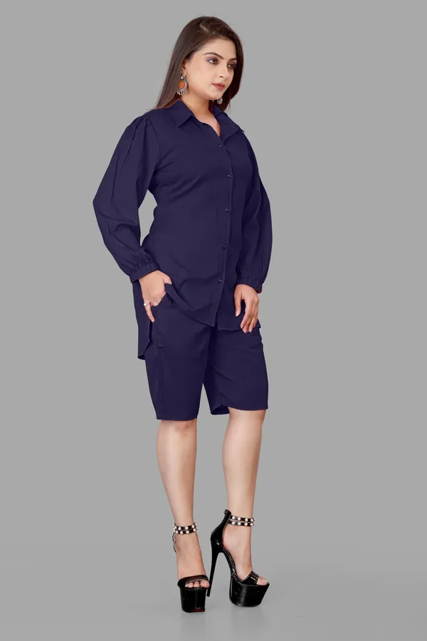 Blue_Polycotton_Relaxed_Fit_Co-Ord_Shorts_Set_For_Women