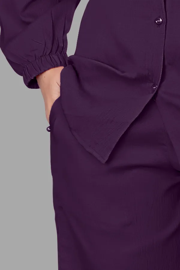 Purple_Polycotton_Regular_Shirt_Shorts_Co-Ords_Set_For_Women