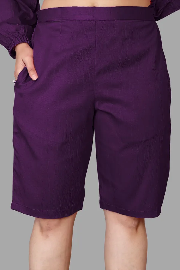 Purple_Polycotton_Regular_Shirt_Shorts_Co-Ords_Set_For_Women